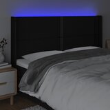  LED uzglavlje crno 203 x 16 x 118/128 cm od tkanine | Eponuda.com