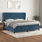 vidaXL Box spring postelja z vzmetnico temno modra 200x200 cm žamet Cene