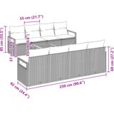 vidaXL Set vrtne sofe s jastučićima siva Poli ratan akacija, Dvosjed vrtna sofa s pohranom i jastučićima siva Poli ratan | shoptok.hr