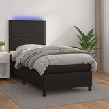  Box spring postelja z vzmetnico LED črn 90x190 cm umetno usnje, (20724371) | Shoptok.si