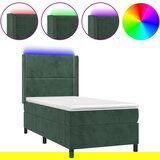 Maison Chic Box spring postelja - Vzmetna postelja z vzmetnico LED tem. zelena 100x200cm žamet SL22375, (21892260) | Shoptok.si