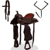 vidaXL Western Sedlo, Uzda i Obujmica Prava Koža 17 " Smeđe | shoptok.hr