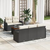 vidaXL 6-delni vrtni sofa set z blazinami črn poli ratan akacija | Shoptok.si
