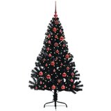 vidaXL Umjetna preddekorirana božićna jelka Črna 150 cm PVC | Shoptok.si