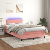 vidaXL Box spring postelja z vzmetnico LED roza 120x200 cm žamet Cene