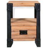 vidaXL noćni Ormarić Masivno Drvo Akacije i Čelik 40x30x54 cm | shoptok.hr