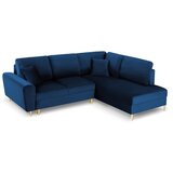 Cosmopolitan Design Plava baršunasti sklopiva/s prostorom za odlaganje kutna garnitura (s desnim kutom/u obliku slova L) Kyoto – | shoptok.hr