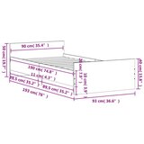 vidaXL Okvir za krevet boja hrasta 90x190 cm od konstruiranog drva | shoptok.hr