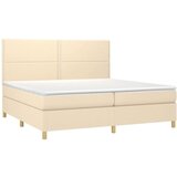  Krevet box spring s madracem LED krem 200x200 cm od tkanine | shoptok.hr