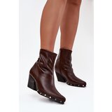 Boto Women's Cowboy Boots Made of Eco Leather with Heel Brown Abrielle | Shoptok.si
