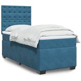 vidaXL Box spring postelja z vzmetnico modra 90x190 cm žamet Cene