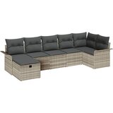 vidaXL Vrtna sedežna garnitura z blazino 7 pcs Svetlo siva Poly ratan, (5000153782) | Shoptok.si