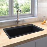 vidaXL kuhinjski umivalnik črn 790x500x193 mm granit Cene
