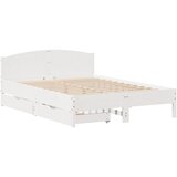 vidaXL Posteljni okvir z vzglavjem bel 140x190 cm trdna borovina, (21322394) | Shoptok.si