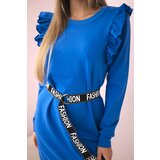 Kesi Women's dress with frills and belt cornflower blue | Shoptok.si