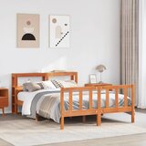 Maison Chic Posteljni okvir - Dvoposteljna postelja - Zakonska postelja z vzglavjem voščeno rjava 160x200 cm borovina, (21693721) | Shoptok.si