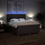  Krevet s oprugama i madracem tamnosmeđi 200x200 cm od tkanine | shoptok.hr