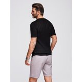 Ombre Men's openwork sweater with round neckline and short sleeves - black | shoptok.hr