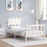 vidaXL Posteljni okvir z vzglavjem bel 3FT trden les | Shoptok.si