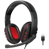 stereo headset, 1x usb-a plug, boom microphone, gaming