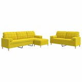 3-dijelni set sofa s tabureom i jastucima svjetložuti tkanina | Eponuda.com