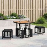  Vrtni set za objed 3 pcs Crna i Siva Poli Ratan i Drvo Akacije | shoptok.hr