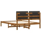  Krevetni okvir s tapiciranim uzglavljem Prirodna i tamnosiva - Prirodna i tamnosiva 160 x 200 cm | shoptok.hr