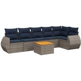 vidaXL Vrtni set od 7 dijelova s jastucima sivi poliratan - Siva kutna + 3x srednja + 2x Sofa + stol 1 | shoptok.hr