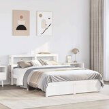 vidaXL Posteljni okvir z vzglavjem brez vzmetnice bel 140x200 cm | Shoptok.si
