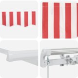 vidaXL Ročna Retraktibilna tenda Rdeča in bela črta 300x250 cm | Shoptok.si