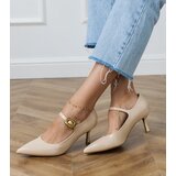 D/CEO Beige classic pumps with decorative buckle Helli | Shoptok.si