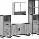 vidaXL kopalniško pohištvo 4 kosi siva sonoma inženirski les | Shoptok.si