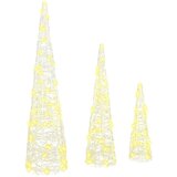 vidaXL Božično drevo med 90 LED 3 pcs Toplo bela 20 x 20 x 80 cm Akril, (5000068152) | Shoptok.si