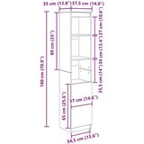 vidaXL Visoka ploča Artisan hrast 37,5x35x180 cm izrađeno drvo | shoptok.hr