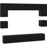 vidaXL Set TV komoda s policom Ostalo s pohranom s vratima 8 pcs Crni hrast 100 x 30 x 30 cm | shoptok.hr