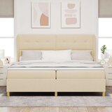  Krevet s uzglavljem i madracem Krem 200x200 cm Tkanina | shoptok.hr