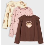 Sinsay Pamučne oversized majice dugih rukava s motivom medvjedića 3 pack | shoptok.hr