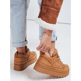 DStreet Sneakersy damskie z futerkiem na platformie kamelowe | shoptok.hr