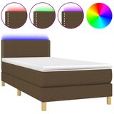 Maison Chic Box spring postelja - Vzmetna postelja z vzmetnico LED temno rjava 100x200cm blago SL9203, (21905330) Cene