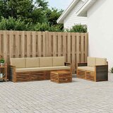  Set vanjskih sofa 7 kom. Prirodna i bež Čvrsto drvo akacije | shoptok.hr