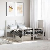 Maison Chic Kovinski Posteljni okvir - Dvoposteljna postelja - Zakonska postelja z vzglavjem in vznožjem bel 120x190 cm, (21697370) | Shoptok.si