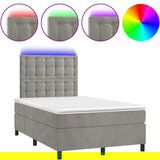  Box spring postelja z vzmetnico LED svetlo siva 120x200cm žamet, (20846741) | Shoptok.si