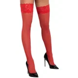 Hold-up Stockings with 9cm Lace Trim 2520664 Red 2-S