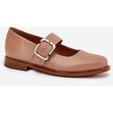 Laura Messi Leather Women's Shoes With Buckle 2980 Dark Beige | Shoptok.si