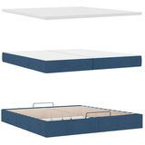  Otomanski posteljni okvir z vzmetnicami moder 200x200 cm blago, (21653207) | Shoptok.si