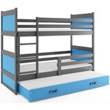 Rico drveni dječji krevet na kat s tri kreveta - sivi - plavi - 200*90cm | shoptok.hr