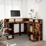  Radni stol s LED svjetlima boja hrasta 130x130x91 cm drveni | Eponuda.com