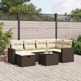 Maison Chic Seti vrtnega pohištva - Vrtna garnitura - Vrtni pohištvo set 7-delna z blazinami rjav poli ratan, (21803086) | Shoptok.si