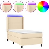 vidaXL Box spring postelja z vzmetnico LED krem 80x200 cm blago, (20901168) Cene