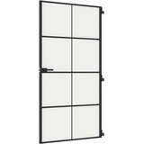 Sobna vrata tanka crna 102,5x201,5 cm kaljeno staklo i aluminij | shoptok.hr